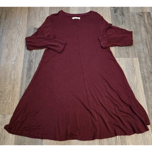 Lou & Grey for LOFT Burgundy Long Sleeve A-Line Casual Dress Medium - Picture 1 of 6